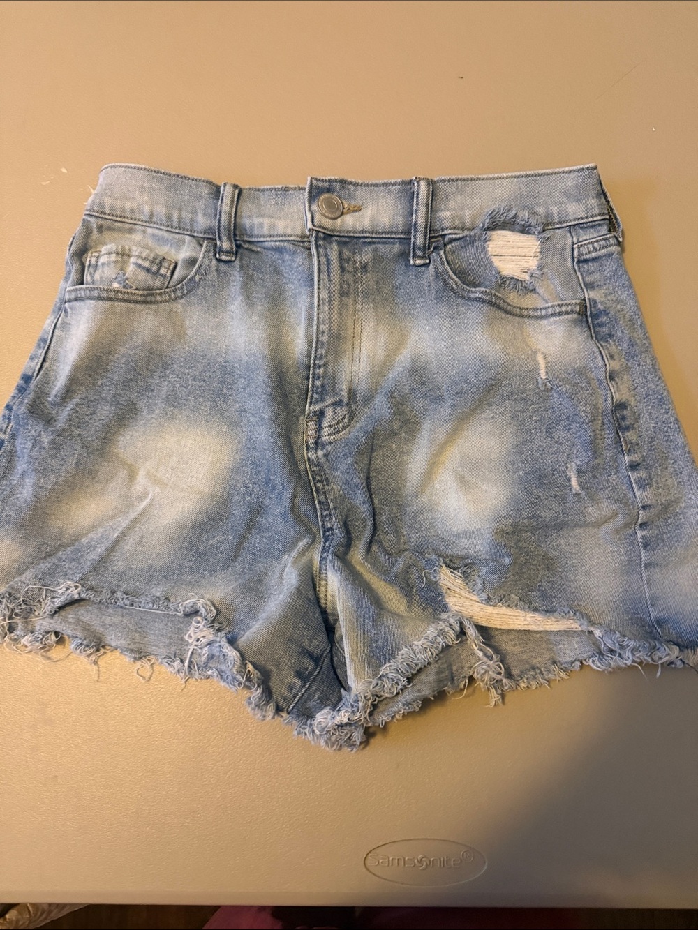 SO Light Blue Distressed Denim Jean Shorts
